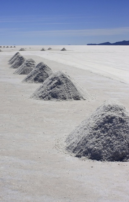 Salt harvest Salar de Uyuni